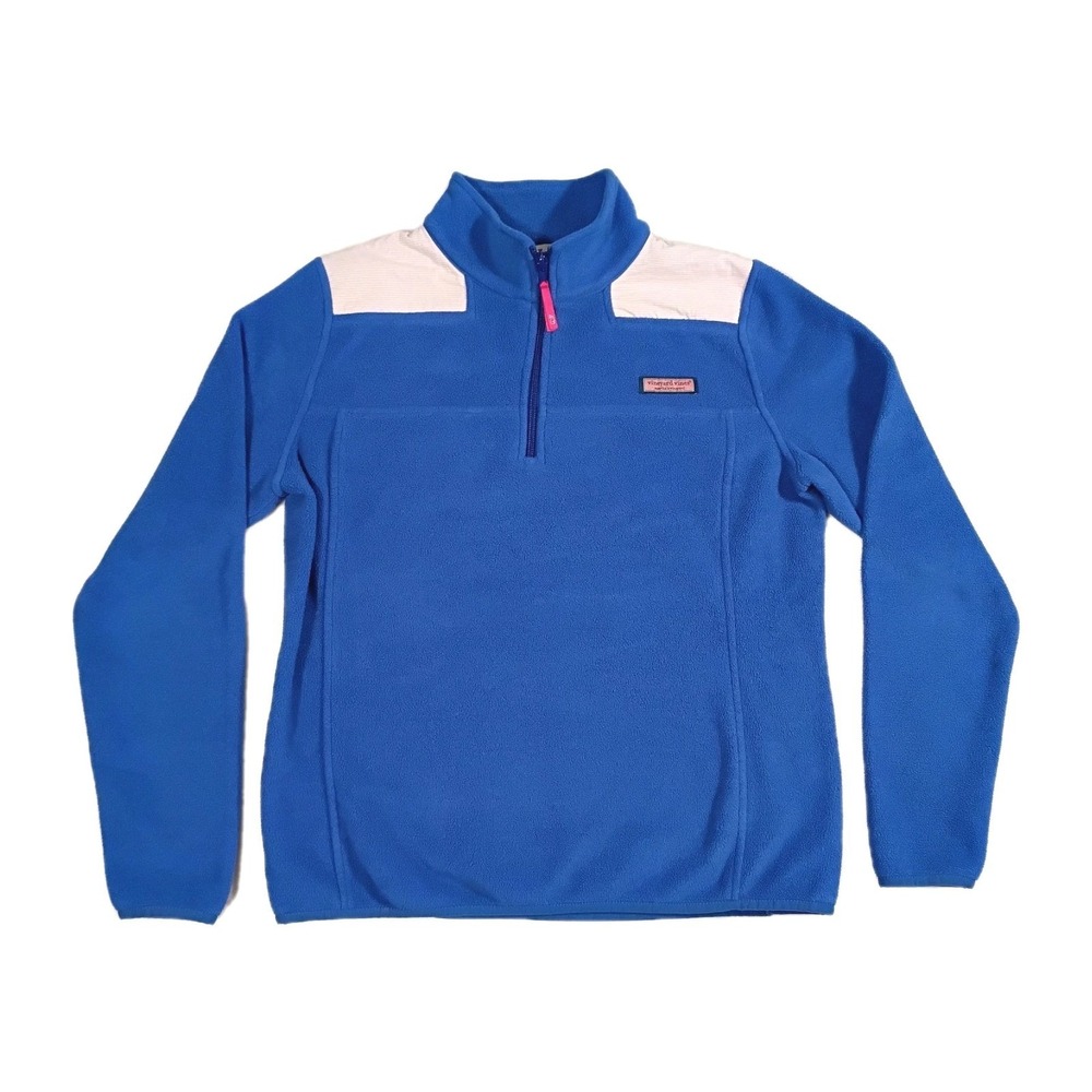 Vineyard Vines 1/4‎ Zip Fleece Pullover Jacket Women's S Blue/Pink Stripe Preppy
